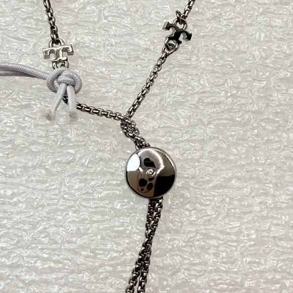 Tory Burch Logo Pearl Beaded Slider 164147 IN Tory Silver/Pearl - Picture 8 of 11